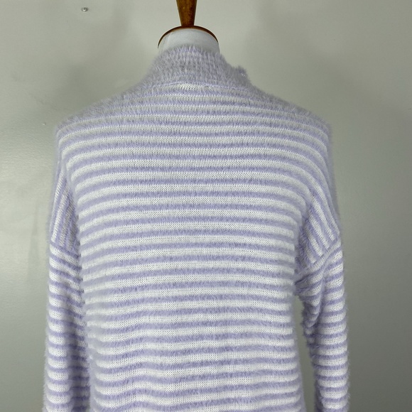 Chico's Zenergy Striped Fuzzy Mock Neck Sweater Sz. 1 (M) Purple - Picture 8 of 12